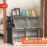 安尔雅超薄鞋柜门口简易鞋架玄关多层防尘收纳架树脂组装柜 双列4层