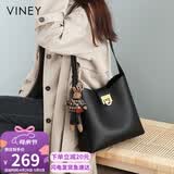 viney牛皮包包女包品牌水桶包轻奢单肩斜挎包生日母亲节礼物实用送妈妈