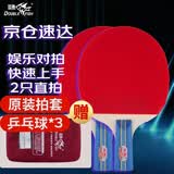 双鱼（DOUBLE FISH）2星3星乒乓球拍套装 直拍横拍三星兵乓球球拍对拍训练球拍  226A 2只装_直拍 双面反胶