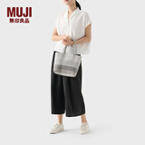 MUJI 手编包 环保材料 手提包菜篮子编织包 包包 度假沙滩包 4色灰色格纹/小 NONE