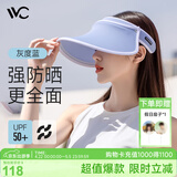 VVC遮阳帽防晒帽子女太阳帽防紫外线女大檐出游空顶帽 灰度蓝