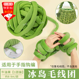 坤随冰岛毛线手工编织diy超粗2cm钩织灌心棉线自制包包猫窝抱枕床围 牛油果绿【1团装 约8m】