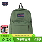 JANSPORT杰斯伯书包轻便双肩包男女旅行包简约背包电脑包学生校园 4QUTKM1军绿色-带侧边袋