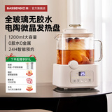 BASSENS巴森小方炖全玻璃养生壶0胶水全自动电热煮茶壶养生烧水壶一体水壶恒温壶煮茶器水果花茶壶炖盅款