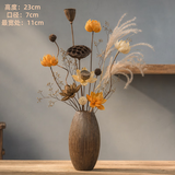 景德镇陶瓷花瓶摆件客厅插花落地高级感种花盆大复古陶罐水养中式 深色竖纹2号【可水培 不含花】