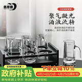 青苹果白酒杯二两杯刻度分酒器玻璃酒壶6只 家用饭店用
