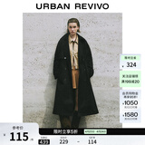 UR秋季新款女装摩登英伦风双排扣收腰系带风衣UWM140030 黑色 (偏宽松) S