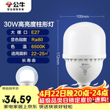 公牛（BULL）LED灯泡高亮柱形灯厂房车间商超食堂 30W球泡白光6500KE27螺口