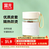 富光清然玻璃杯 高硼硅玻璃水杯子 女生便携牛奶咖啡刻度茶杯330ml