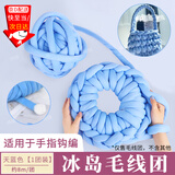 坤随冰岛毛线手工编织diy超粗2cm钩织灌心棉线自制包包猫窝抱枕床围 天蓝色【1团装 约8m】