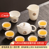 瓷牌茗茶具（cipaiming teaset）羊脂玉功夫茶具套装家用泡茶壶高端送礼德化白瓷喝茶盖碗茶杯整套 羊脂玉瓷《金福》西施壶套 10件
