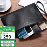 高尔夫（GOLF）头层牛皮男士手包多卡位手拿包鳄鱼纹大容量信封手抓包送男友礼物