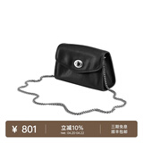 裘真信封包女链条斜挎单肩包休闲复古小包植鞣头层牛皮包包 黑色-小号