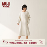 MUJI女式 柔软针织家居连衣裙 长袖睡裙女宽松家居服秋季 FD33CC5A 象牙白色 S -M (160/84A)