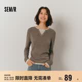 森马（Semir）森马毛衣女短款假两件含羊毛针织衫24冬新款保暖内搭109724107015