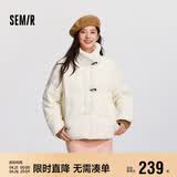 森马（Semir）森马羽绒服女新中式仿兔毛领短款保暖外套24冬新款109724113017