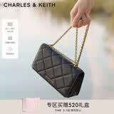 CHARLES&KEITH质感菱格链条小方钱包女包包女包生日礼物母亲节礼物CK6-10680924 Black黑色 XS
