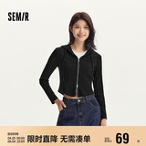 森马（Semir）外套女短款修身显瘦上衣秋装正肩连帽针织夹克通勤101524108005