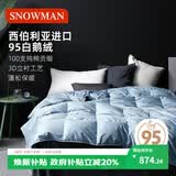 斯诺曼高档100支进口95%白鹅绒羽绒被芯空调被夏凉被子2.2*2.4m充320g蓝
