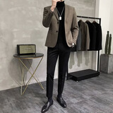 杰逊斯西装外套男春秋季2026新款青年修身职业上班商务男士休闲西服套装 咖啡色（单件西装） 4XL （建议170-185斤）