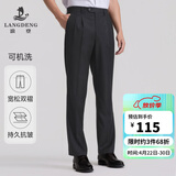 浪登西裤男宽松免烫抗皱商务通勤职业正装男士四季直筒双褶西装裤 薄款（黑色-双褶宽松）-YA031 33
