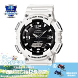 卡西欧（CASIO） 男表女表卡西欧手表男女情侣表学生时尚运动表太阳能双显电子表 太阳能表：AQ-S810WC-7白武士