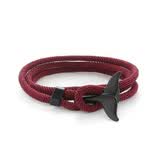 QMXD手链男潮欧美鲸鱼尾手工编织手绳活扣可调节情侣手链闺蜜手链礼物 酒红色