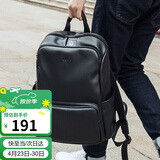 高尔夫（GOLF）双肩包男士软皮商务休闲背包大容量学生书包电脑出差旅行包 黑色