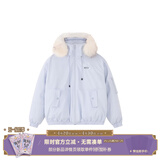 F426【赵露思同款】新国标90绒加厚大毛领工装派克连帽羽绒服 浅蓝色 S