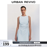 UR春季新款女摩登气质褶皱收腰显瘦无袖连衣裙UYY750030 淡蓝 S