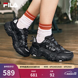 斐乐（FILA）官方猫爪6代女鞋复古运动鞋舒适厚底鞋休闲鞋 黑/影黑灰-BD 38
