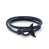 QMXD手链男潮欧美鲸鱼尾手工编织手绳活扣可调节情侣手链闺蜜手链礼物 蓝色