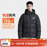 耐克NIKE男冬季短款连帽羽绒服 运动防寒外套 WR系列FB8178-010黑XL