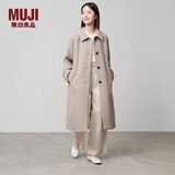 MUJI女式羊毛混立领大衣毛呢大衣外套中长款女款冬季外套女装BD0Z6A4A 浅米色 XL (165/92A)