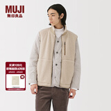 MUJI 男式 长毛抓绒背心马甲坎肩马夹摇粒绒男装男款冬季 AB1PDA5A 淡黄色 L (175/100A)