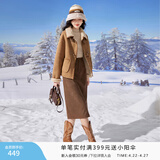 香影【猫猫绒】牛角扣麂皮绒短外套女秋冬小个子皮毛一体仿生皮草 驼色 W834004 XS