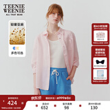 Teenie Weenie小熊女装衬衫夏季松弛老钱气质亚麻白色长袖衬衣 粉色 M