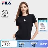 斐乐斐乐官方女装短袖T恤女夏季舒适经典针织短袖小熊t上衣潮流时尚 正黑色-F11W329117F L （170/88A/L）