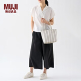 MUJI 手编包 环保材料 手提包菜篮子编织包 包包 度假沙滩包 2色棕色竖条纹/小 NONE