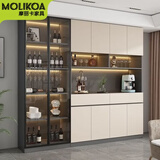 MOLIKOA全实木餐边柜储物柜碗柜橱柜实木靠墙北欧简约柜子家用茶水柜酒柜 全奶咖色 送货上门包安装 160*40*220cm实木单柜
