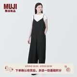 MUJI 女式 易干弹力泡泡纱 背带裤 女装夏季连体裤吊带BC2JRA4S 黑色 XL （165/92A）