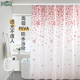 美居客浴帘加厚PEVA浴室帘防水遮挡挂帘免打孔卫生间窗帘隔断帘洗澡淋浴 北海道樱花-锦上】宽180*高180cm单帘