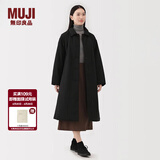 MUJI 女式 蓬松棉服立领大衣 外套女款冬装长款冬季女装棉衣衣服 黑色 XL (165/92A)