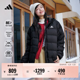 adidas 600蓬休闲保暖连帽鸭绒羽绒服男女阿迪达斯官方轻运动   黑色(推荐选大一码)   M