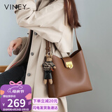 viney牛皮包包女包品牌水桶包轻奢单肩斜挎包生日母亲节礼物实用送妈妈