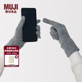 MUJI男女通用 美利奴羊毛混里起毛触摸屏手套 男式女式无性别保暖分指 灰色 均码