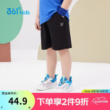 361°儿童短裤夏季男女童3-12岁透气运动裤梭织五分裤 黑 101