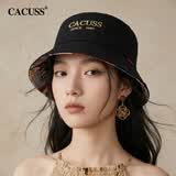 CACUSS帽子男女渔夫帽棉四季遮阳防晒帽户外太阳帽时尚宽檐盆帽秋 黑中