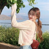梵昇昱防晒开衫女春夏新款针织罩衫2026新款吊带裙子外搭披肩坎肩空调衫 防晒开衫【镂空-白色】 均码 推荐【85-120斤】