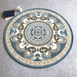 婵美（CHANMEI） 欧式圆形地垫电脑椅垫转椅防滑垫吊椅吊篮垫子客厅卧室书房圆垫 M-33墨蓝 120cm直径圆形